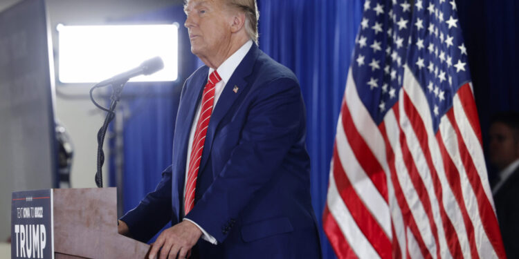 NEWTON, IOWA - JANUARY 06: Republican presidential candidate, former U.S. President Donald Trump speaks at a campaign event on January 06, 2024 in Newton, Iowa. President Trump is campaigning across cities in Iowa in the lead up to the January 15 caucus for Iowa Republicans to select their party's nominee for the 2024 presidential race. (Photo by Anna Moneymaker/Getty Images)